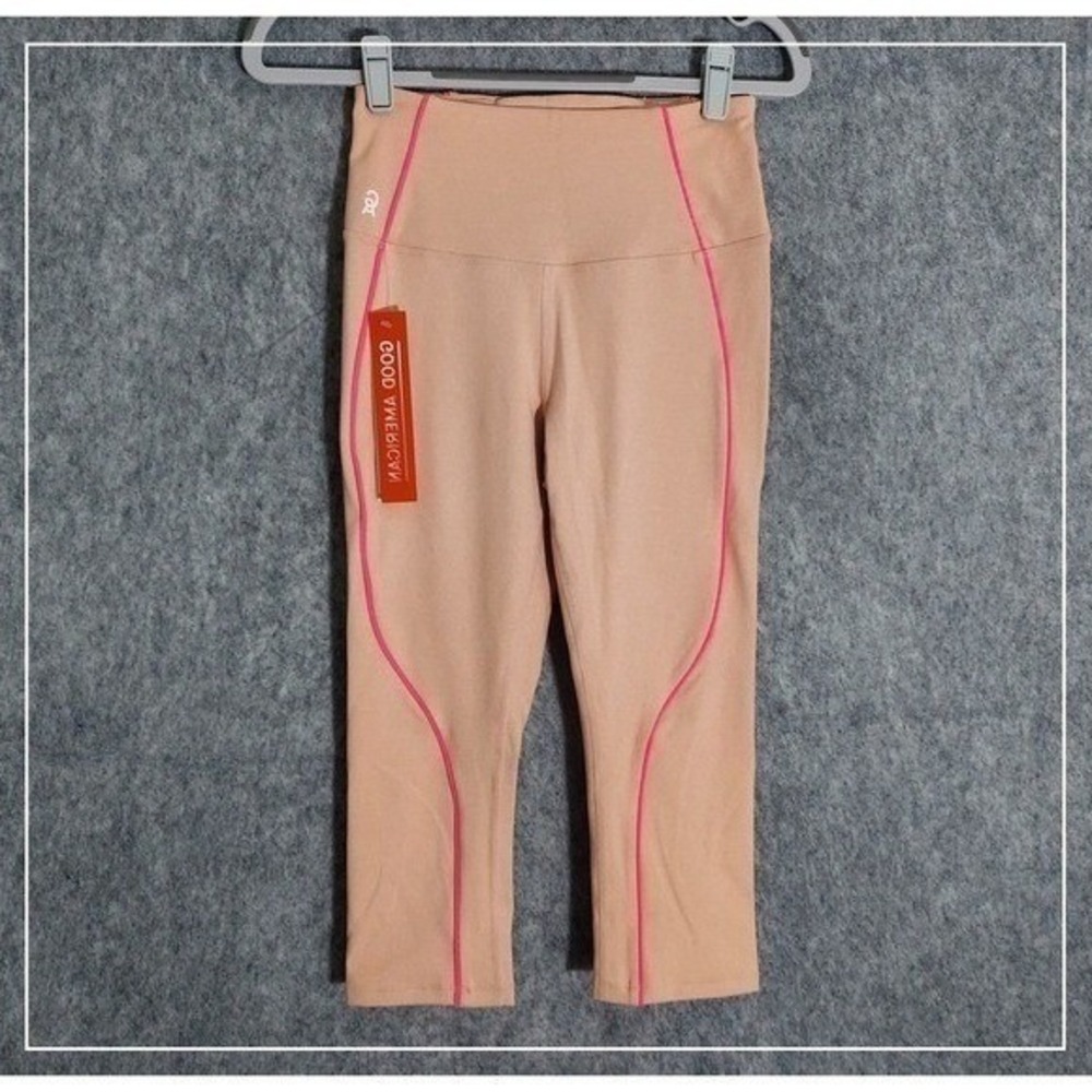 Good American Leggings 0 Pink High Rise Compression Athleisure Yoga Training